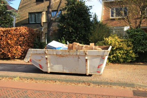 Professional team handling demolition waste